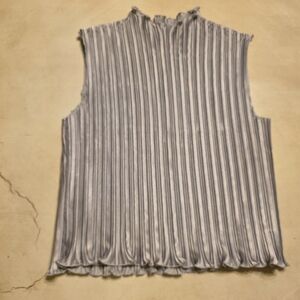 Vintage 90s Pleated Mock Neck Top Coquette SILVER L